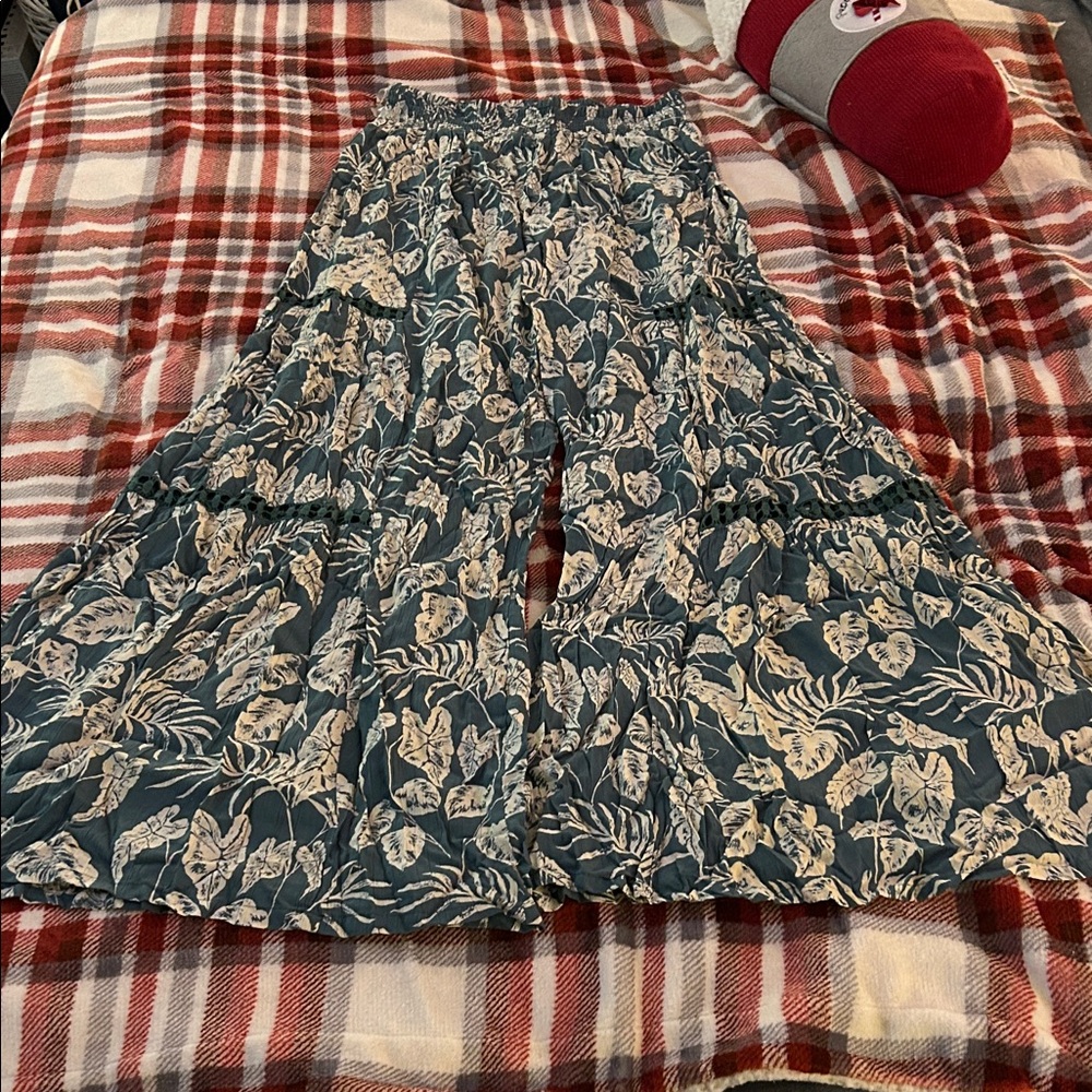 Angie Blue and Cream Patterned Pants